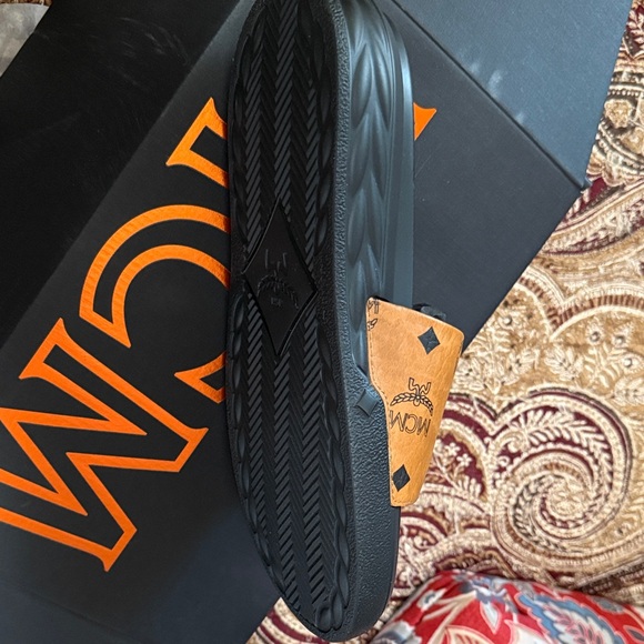 MCM Men Tan and Black Logo Slides* US  Size 6.5  * Brand New* main image 2